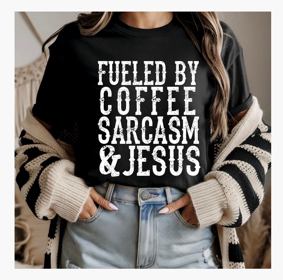 Coffee Sarcasm & Jesus DTF Transfer