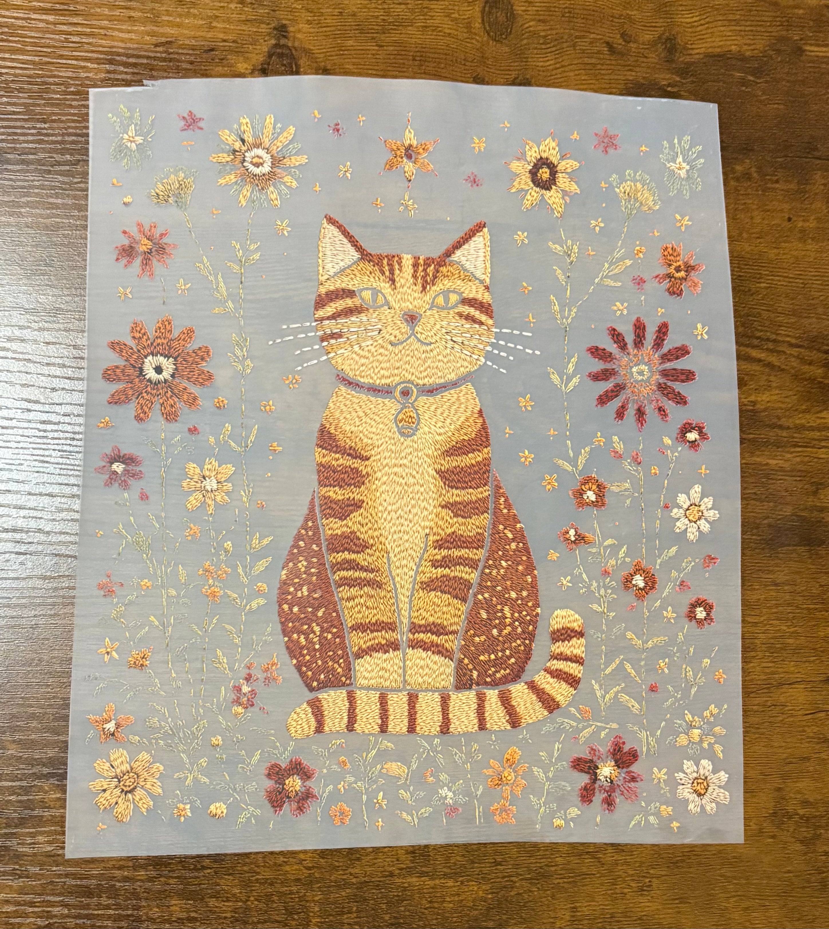 Floral Cat DTF Transfer