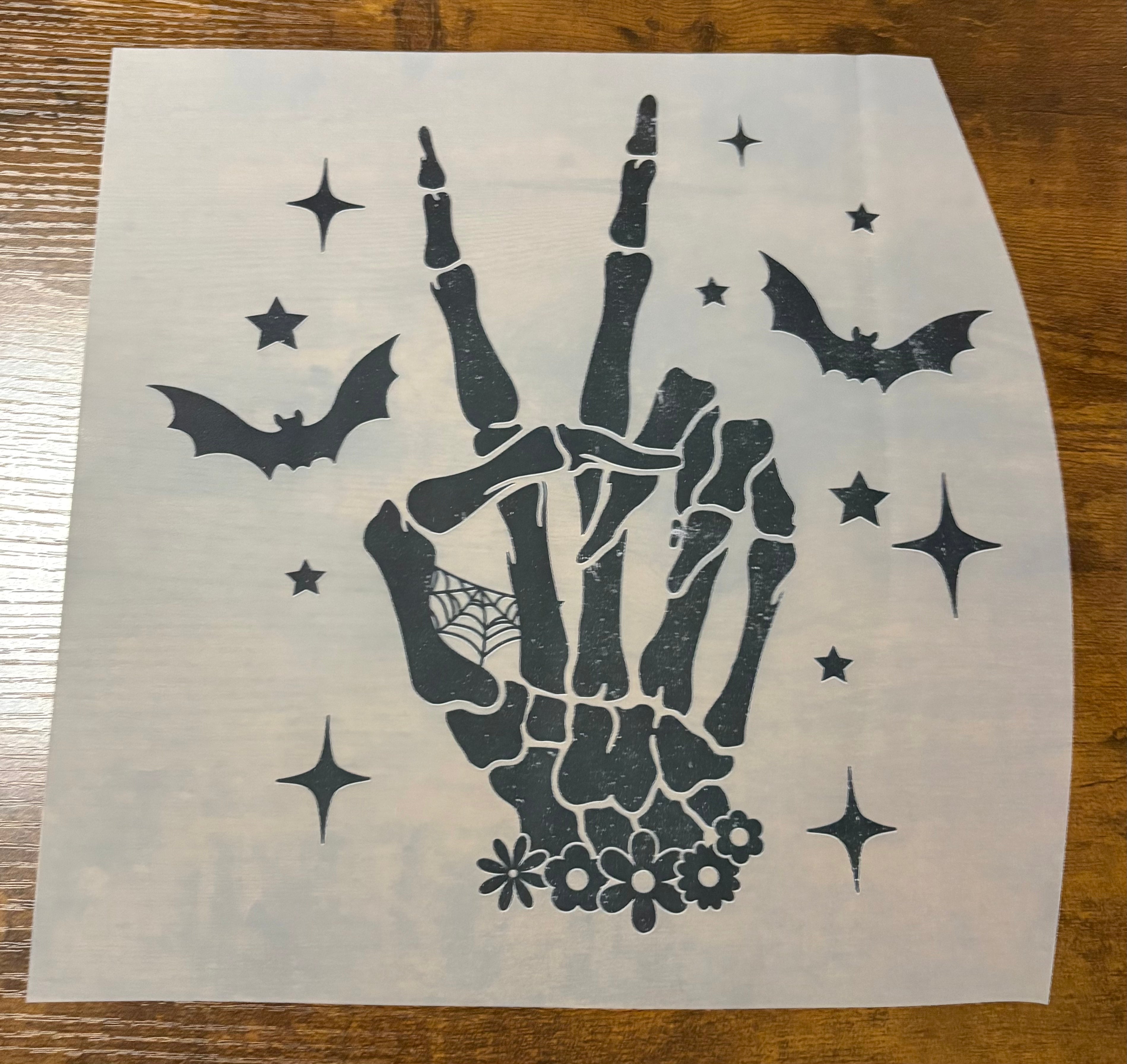 Skelly Peace Sign (Black) DTF Transfer