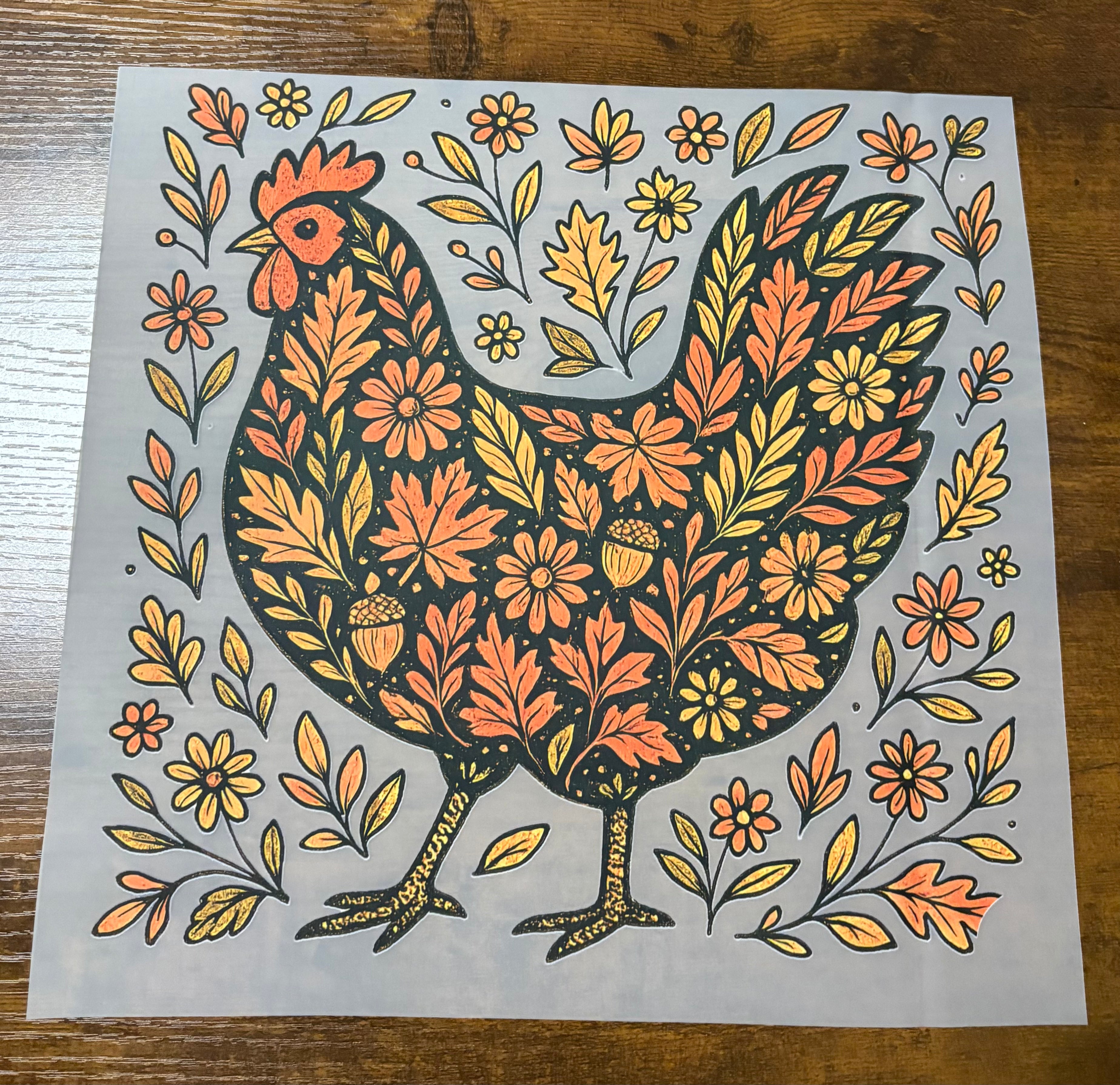 Fall Chicken DTF Transfer