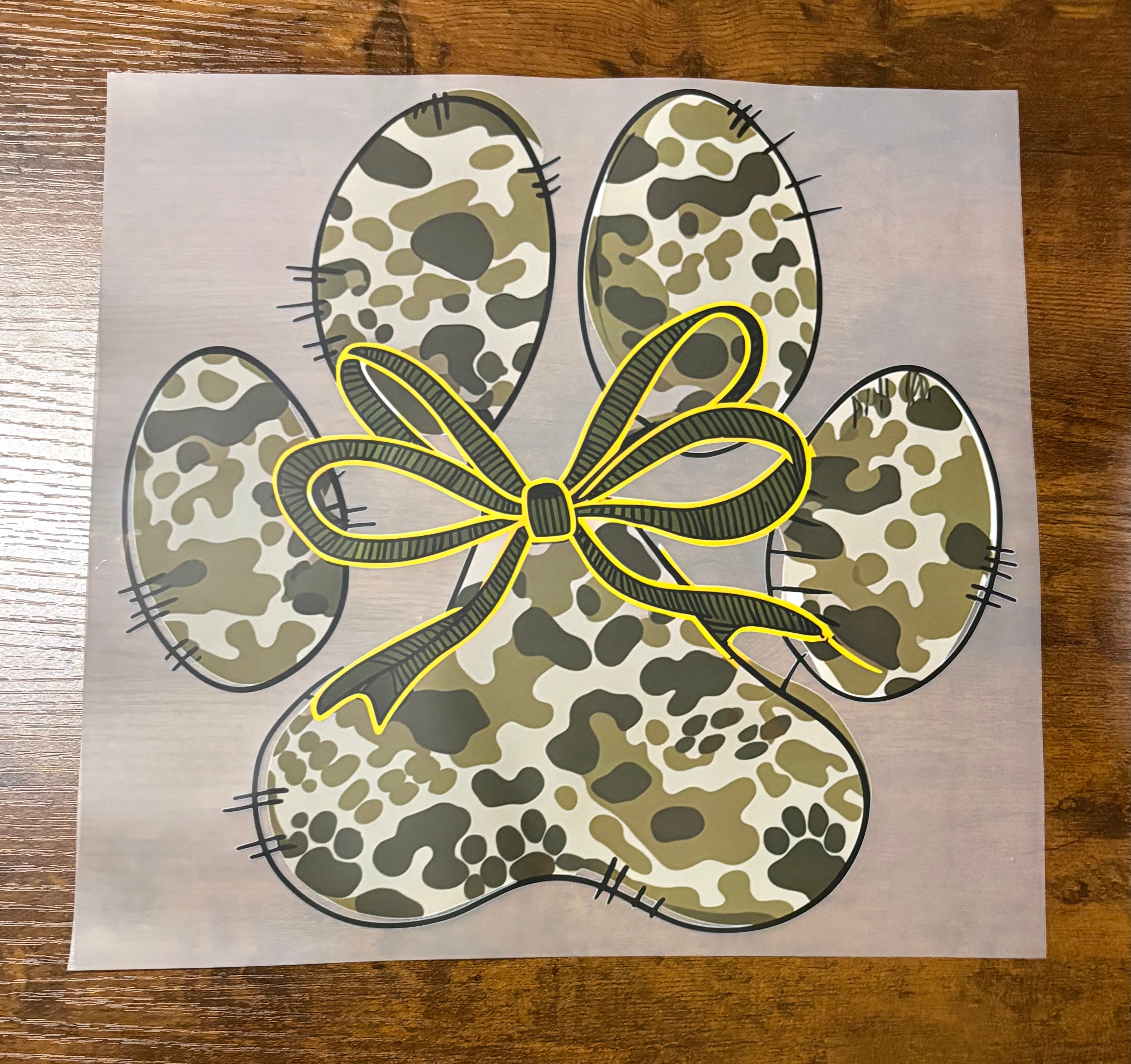 Camo Paw Print DTF Transfer