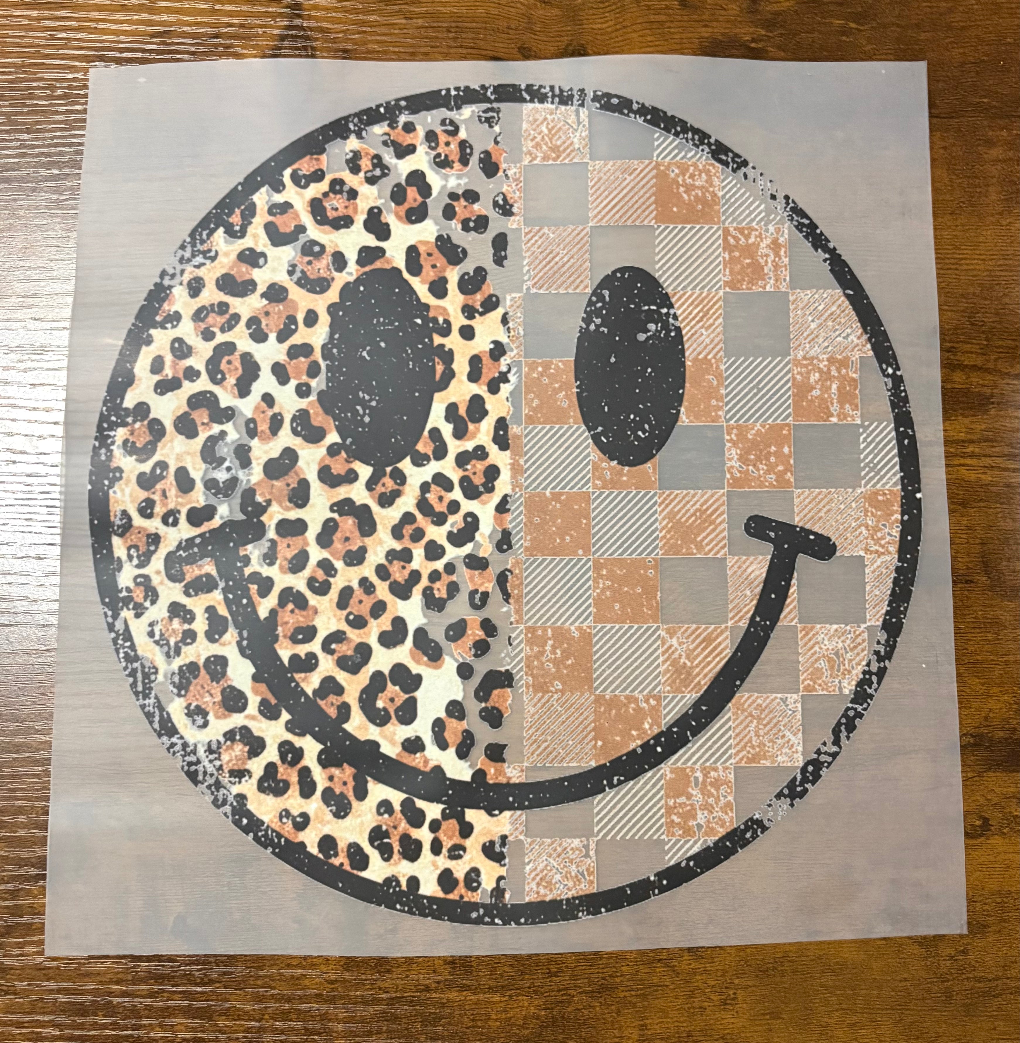 Cheetah & Checkered Smiley DTF Transfer