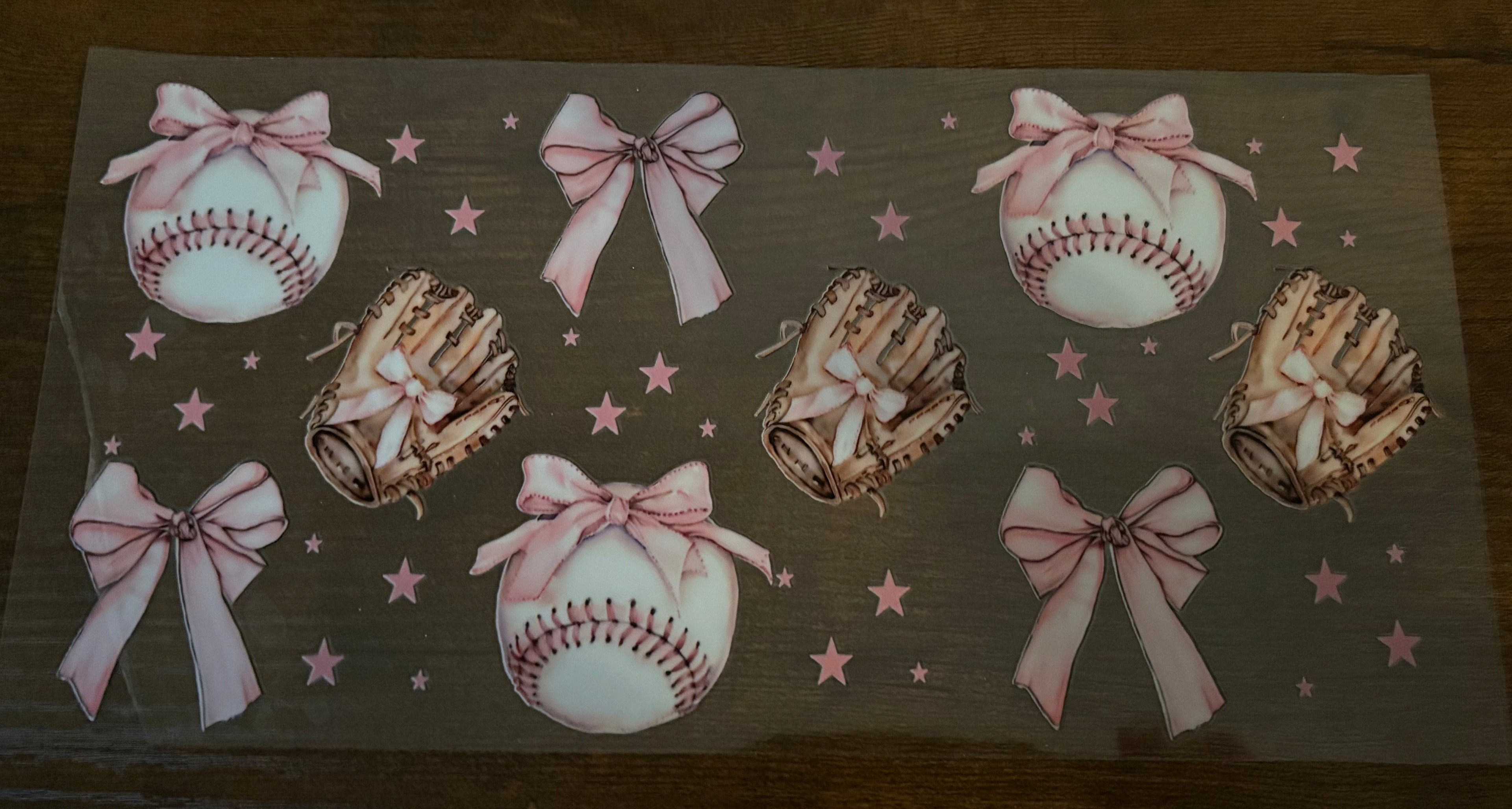 Pink Baseballs and Bows 16oz Wrap