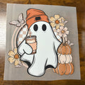 Ghost with Coffee and Pumpkins DTF Transfer