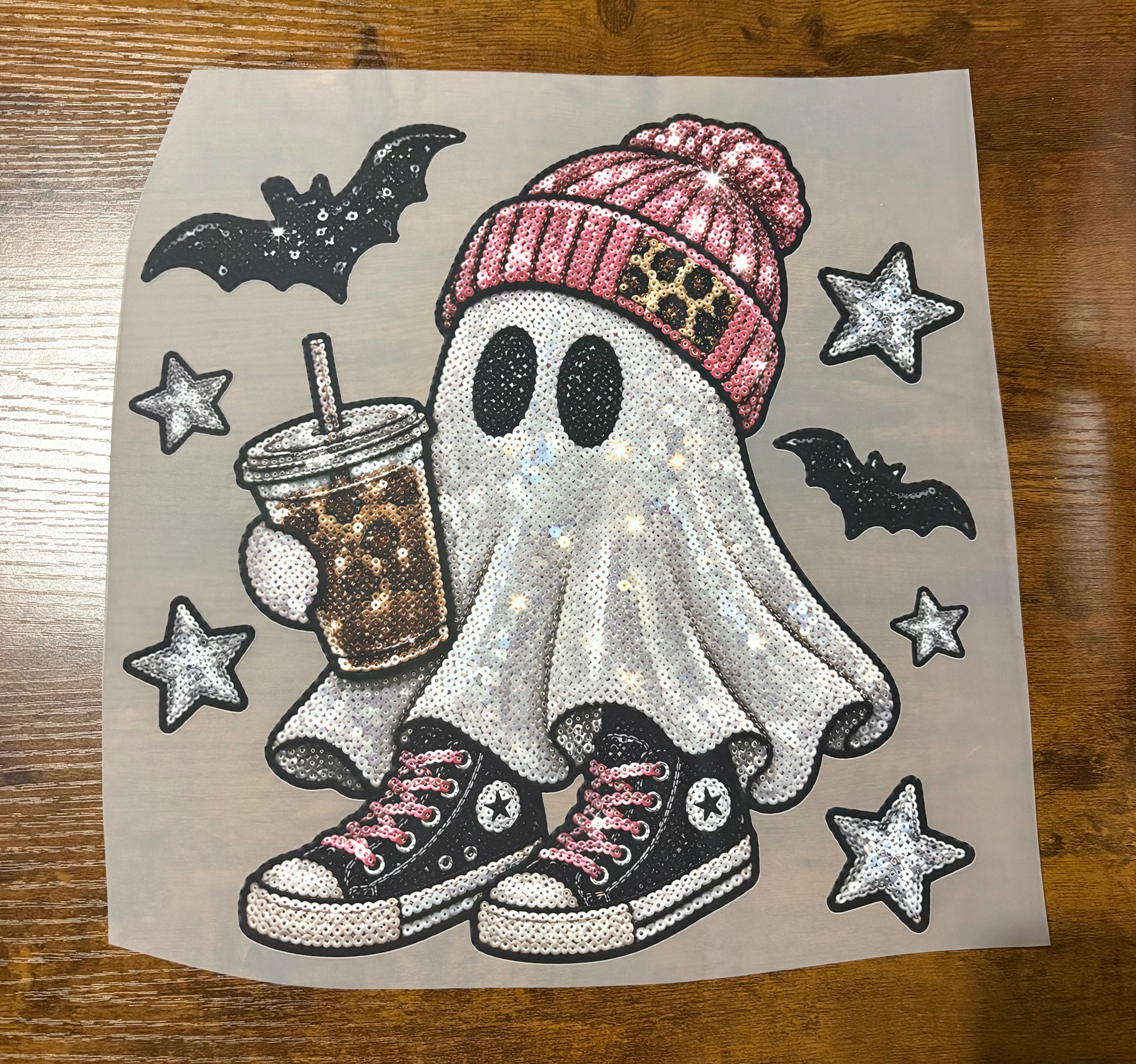Faux Sequin Ghost and Bats DTF Transfer