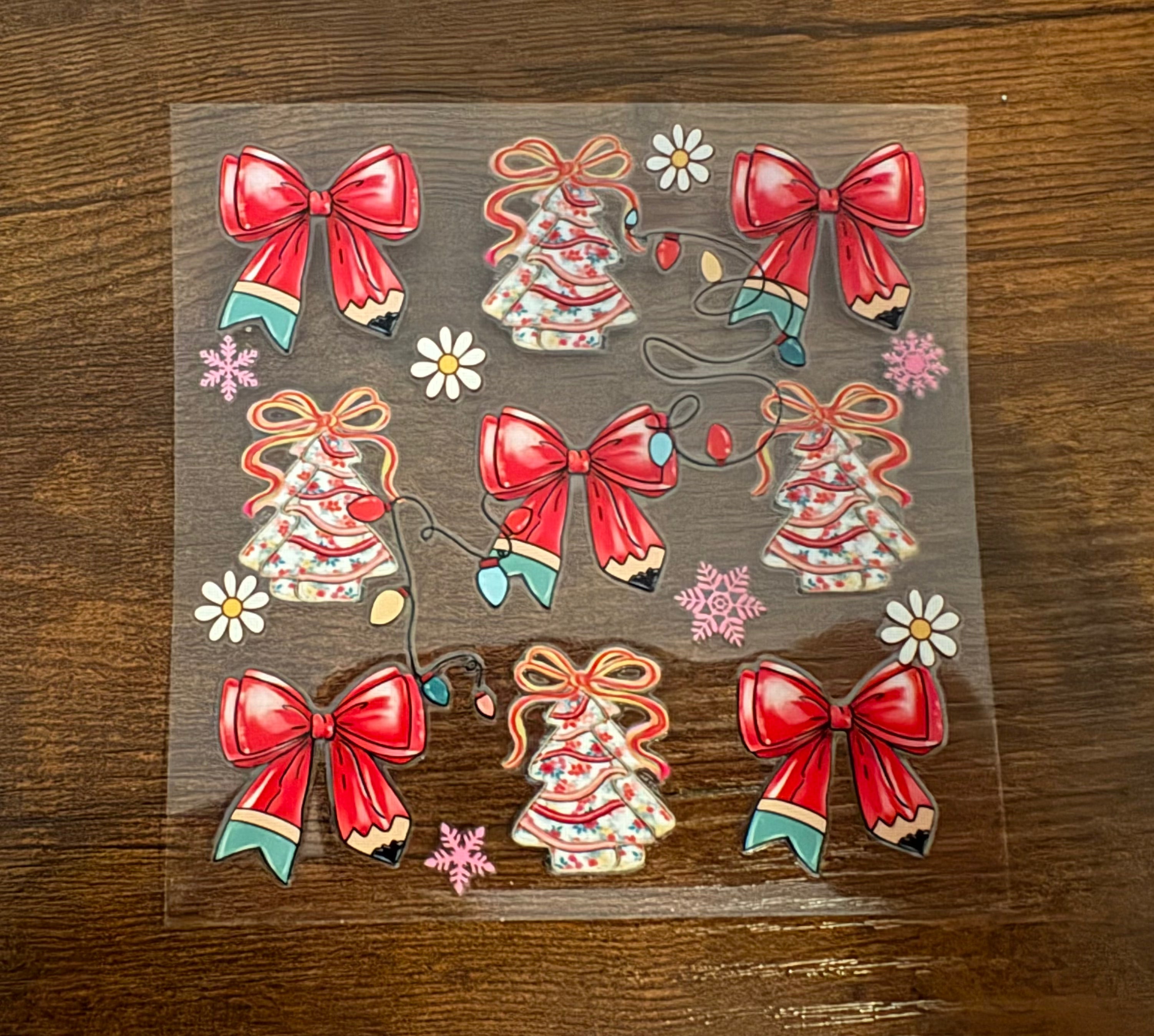 Christmas Tree Cakes and Pencil Bows Decal