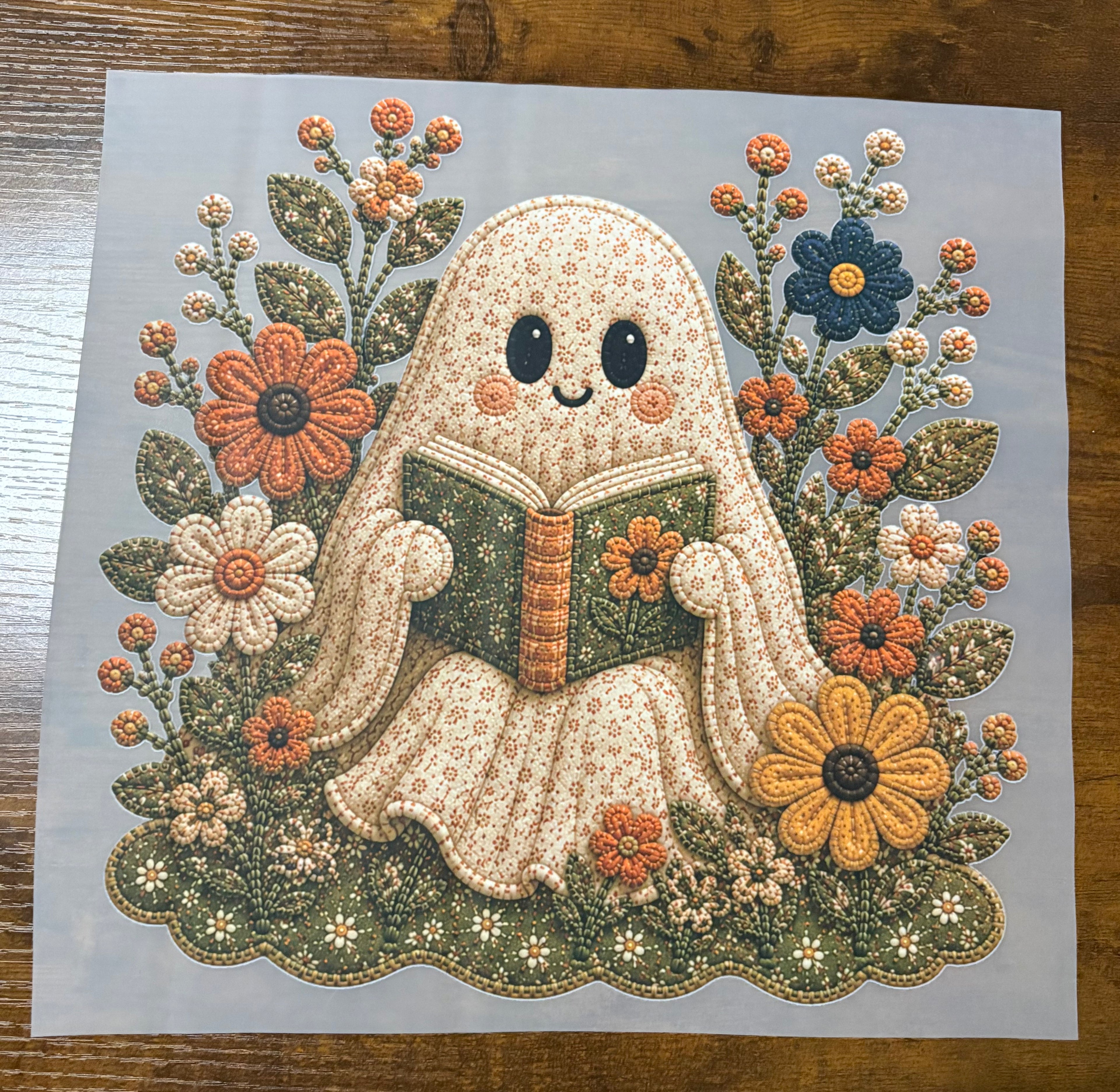Faux Yarn Ghost Reading DTF Transfer
