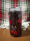 16oz Pre-made Snow Globe Tumbler with Checkered Cherry Wrap